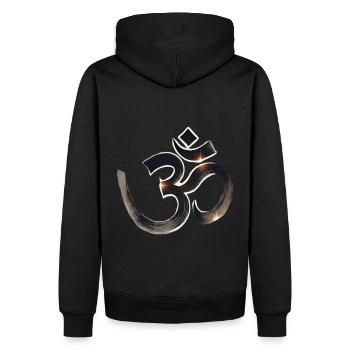 Tee Om Handgeschrieben - Silver Grey - Männer Premium Bio Hoodie - Schwarz - Hinten - Nico (187cm)
