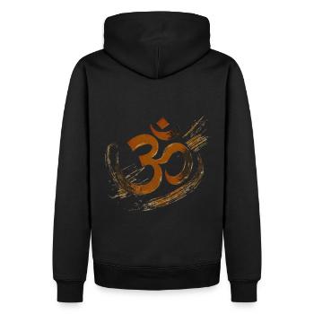 Tee Om Handgeschrieben - Latte - Männer Premium Bio Hoodie - Schwarz - Hinten - Nico (187cm)