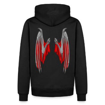 Dämonenflügel in ROT - Männer Premium Bio Hoodie - Schwarz - Hinten - Nico (187cm)