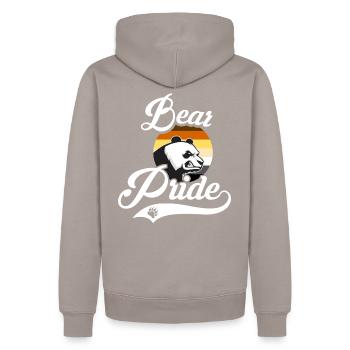Bear Pride LGBT Gay Pride CSD Bär Fetish Community - Männer Premium Bio Hoodie - Taupe - Hinten - Nico (187cm)