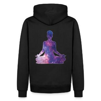 Yoga Meditation Univers - Sweat à capuche Premium bio Homme - noir - Dos - Nico (187cm)
