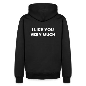 Je t'aime beaucoup - Sweat à capuche Premium bio Homme - noir - Dos - Nico (187cm)