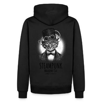 Steampunk Chat # 01 - Männer Premium Bio Hoodie - Schwarz - Hinten - Nico (187cm)