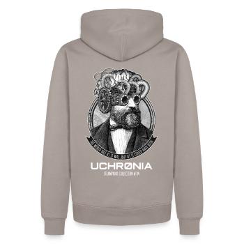 Uchronia # 04 - Steampunk Künstliche Intelligenz - Männer Premium Bio Hoodie - Taupe - Hinten - Nico (187cm)