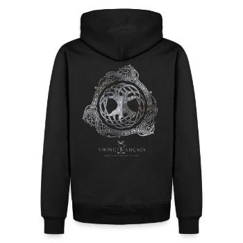 VIKING LEGACY- TREE OF LIFE - Men’s Premium Organic Hoodie - black - Back - Nico (187cm)
