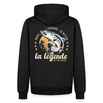 papa homme mythe légende pêche cadeau papa pêcheur - Sweat à capuche Premium bio Homme - noir - Dos - Nico (187cm)