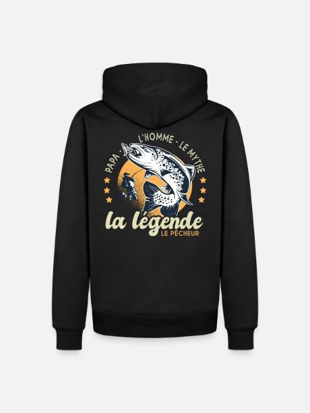 papa homme mythe légende pêche cadeau papa pêcheur - Sweat à capuche Premium bio Homme - noir