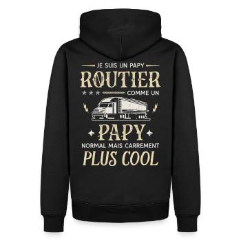 Papy Routier Chauffeur Cool Grands Pères Fête - Sweat à capuche Premium bio Homme - noir - Dos - Nico (187cm)