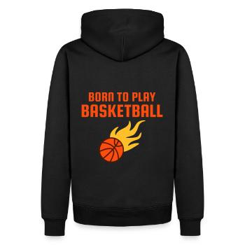 Né pour jouer au basket-ball (Basketball mit Flammen) - Sweat à capuche Premium bio Homme - noir - Dos - Nico (187cm)