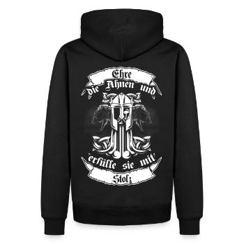 Ehre die Ahnen Mjölnir - Männer Premium Bio Hoodie - Schwarz - Hinten - Nico (187cm)