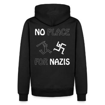 no place for nazis - Männer Premium Bio Hoodie - Schwarz - Hinten - Nico (187cm)