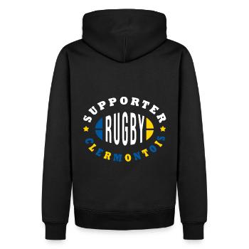 Rugby Clermont supporter clermontois - Sweat à capuche Premium bio Homme - noir - Dos - Nico (187cm)