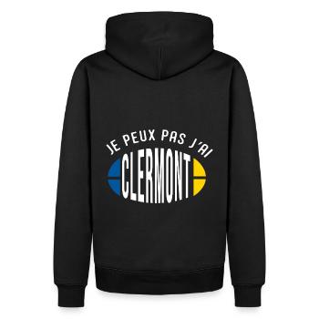 Rugby Je peux pas j ai Clermont supporter - Sweat à capuche Premium bio Homme - noir - Dos - Nico (187cm)