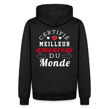 Certifié meilleur amoureux du monde - Sweat à capuche Premium bio Homme - noir - Dos - Nico (187cm)