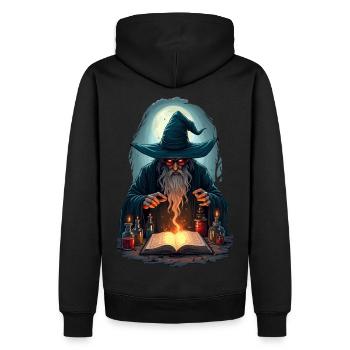 Meister der Zauberei - Männer Premium Bio Hoodie - Schwarz - Hinten - Nico (187cm)