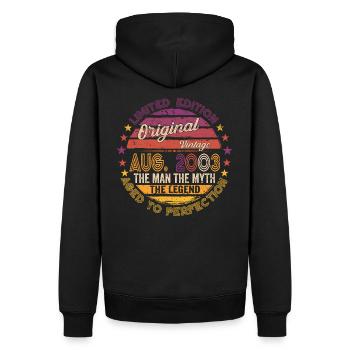 Original August 2003 19th Birthday Gift Fun - Men’s Premium Organic Hoodie - black - Back - Nico (187cm)