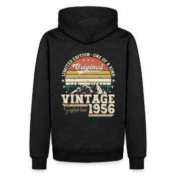 Septembre Né 1956 Cadeau du 66e anniversaire - Sweat à capuche Premium bio Homme - noir - Dos - Nico (187cm)