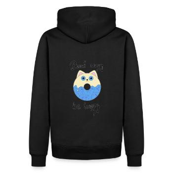 Donut worry cat - Männer Premium Bio Hoodie - Schwarz - Hinten - Nico (187cm)