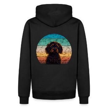 Sunset Cavapoo - Men’s Premium Organic Hoodie - black - Back - Nico (187cm)