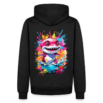 Requin - Sweat à capuche Premium bio Homme - noir - Dos - Nico (187cm)