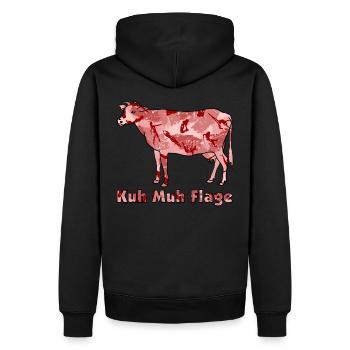Cow Moo Flage – Camouflage - Kuh Muh Flage - Männer Premium Bio Hoodie - Schwarz - Hinten - Nico (187cm)