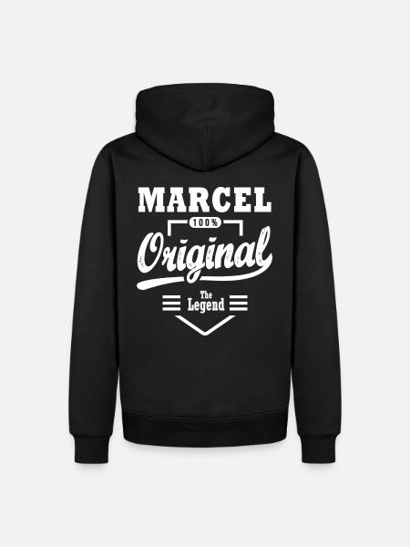 Marcel original cadeau personnalisé prénom marcel - Sweat à capuche Premium bio Homme - noir