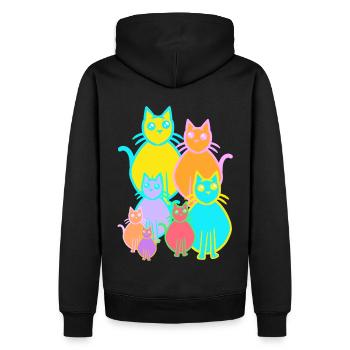 années 80 des années 90 chats chat famille enfants enfant - Sweat à capuche Premium bio Homme - noir - Dos - Nico (187cm)
