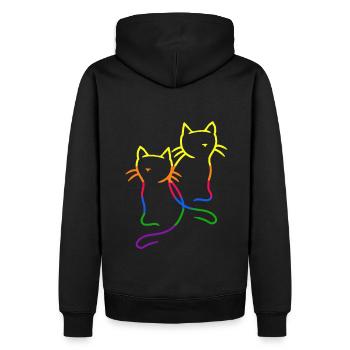années 80 années 90 Rétro Chats Arc-en-ciel Chat LGBT - Sweat à capuche Premium bio Homme - noir - Dos - Nico (187cm)