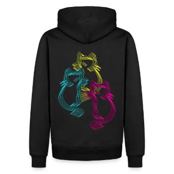 Retro Vintage Katze Katzen 80er 90er - Männer Premium Bio Hoodie - Schwarz - Hinten - Nico (187cm)