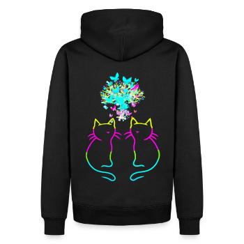 80s 90s Rétrofe Vintage Chats Chat Naturel - Sweat à capuche Premium bio Homme - noir - Dos - Nico (187cm)