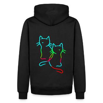 80er 90edr Rretro Vintage Katzen Katze Kätzchen - Männer Premium Bio Hoodie - Schwarz - Hinten - Nico (187cm)