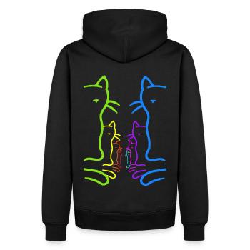 LGBT Regenbogen Katzen Katze Regenbogenfahne - Männer Premium Bio Hoodie - Schwarz - Hinten - Nico (187cm)
