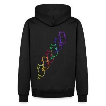 80er 90er Retro LGBT Regenbogen Katzen - Männer Premium Bio Hoodie - Schwarz - Hinten - Nico (187cm)