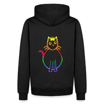 LGBT Regenbogen Katze Gay Pride Regenbogenfahne - Männer Premium Bio Hoodie - Schwarz - Hinten - Nico (187cm)