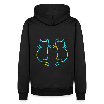 80er 90er Retro Katzen Katze Vintage - Männer Premium Bio Hoodie - Schwarz - Hinten - Nico (187cm)