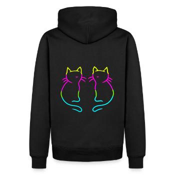 Années 80 Rétro Vintage Chats Arc-en-ciel - Sweat à capuche Premium bio Homme - noir - Dos - Nico (187cm)