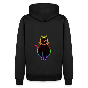 80er 90er Retro Regenbogen Katze Katzen - Männer Premium Bio Hoodie - Schwarz - Hinten - Nico (187cm)