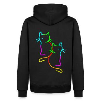 80er 90er Retro Vintage Regenbogen Katzen Katze - Männer Premium Bio Hoodie - Schwarz - Hinten - Nico (187cm)