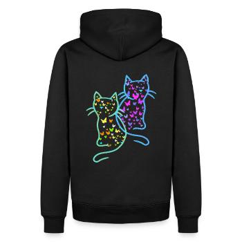 Printemps Été Chats Chat Papillons - Sweat à capuche Premium bio Homme - noir - Dos - Nico (187cm)