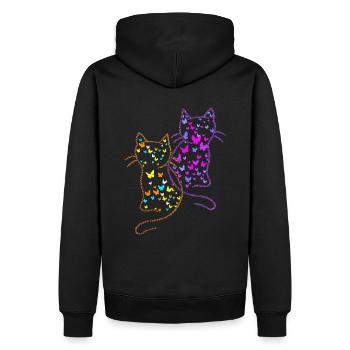 Années 80 Chats Chat Papillons Insectes - Sweat à capuche Premium bio Homme - noir - Dos - Nico (187cm)