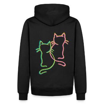 80er 90er Retro Vintage Katzen Katze Kätzchen - Männer Premium Bio Hoodie - Schwarz - Hinten - Nico (187cm)