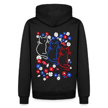 80er 90er Retro Katze Katzen Blumen Blume - Männer Premium Bio Hoodie - Schwarz - Hinten - Nico (187cm)