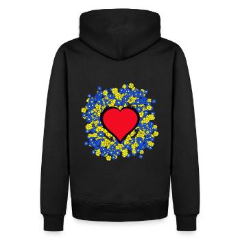 Muttertag Blumen Herz Herzen Frühling Sommer - Männer Premium Bio Hoodie - Schwarz - Hinten - Nico (187cm)