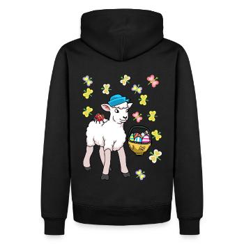 Années 80 Pâques Mouton Mouton Oeufs de Pâques Agneau Enfants - Sweat à capuche Premium bio Homme - noir - Dos - Nico (187cm)