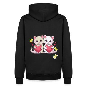 Années 80 Rétro Chat Chats Années 90 Saint Valentin - Sweat à capuche Premium bio Homme - noir - Dos - Nico (187cm)