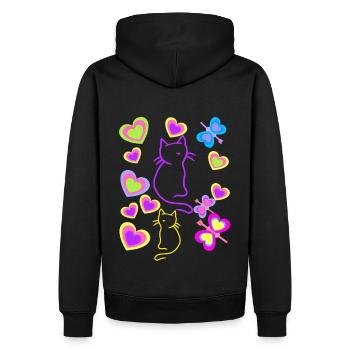 80er 90er Retro Katze Katzen Kinder Kind Vintage - Männer Premium Bio Hoodie - Schwarz - Hinten - Nico (187cm)