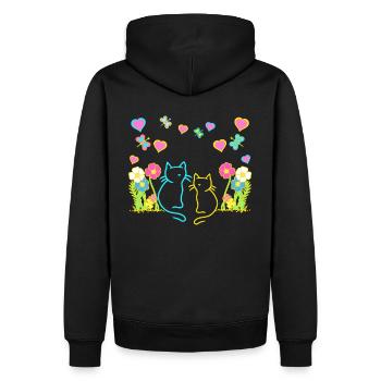 Retro Sommer Katzen Katze Kinder Kind Baby - Männer Premium Bio Hoodie - Schwarz - Hinten - Nico (187cm)