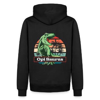 Opi Saurus Grosspapi Opa Schweiz - Männer Premium Bio Hoodie - Schwarz - Hinten - Nico (187cm)