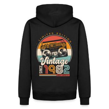 anniversaire 40 ans rétro since 1982 cadeau 40 ans - Sweat à capuche Premium bio Homme - noir - Dos - Nico (187cm)