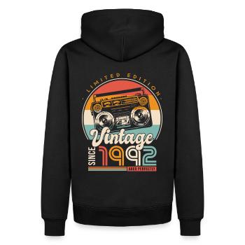 anniversaire 30 ans rétro since 1992 cadeau 30 ans - Sweat à capuche Premium bio Homme - noir - Dos - Nico (187cm)